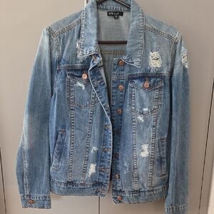 NWOT STS Blue Light Wash Distressed Jean Jacket